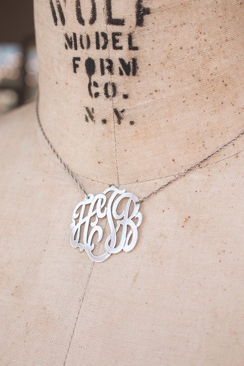 lace monogram necklace