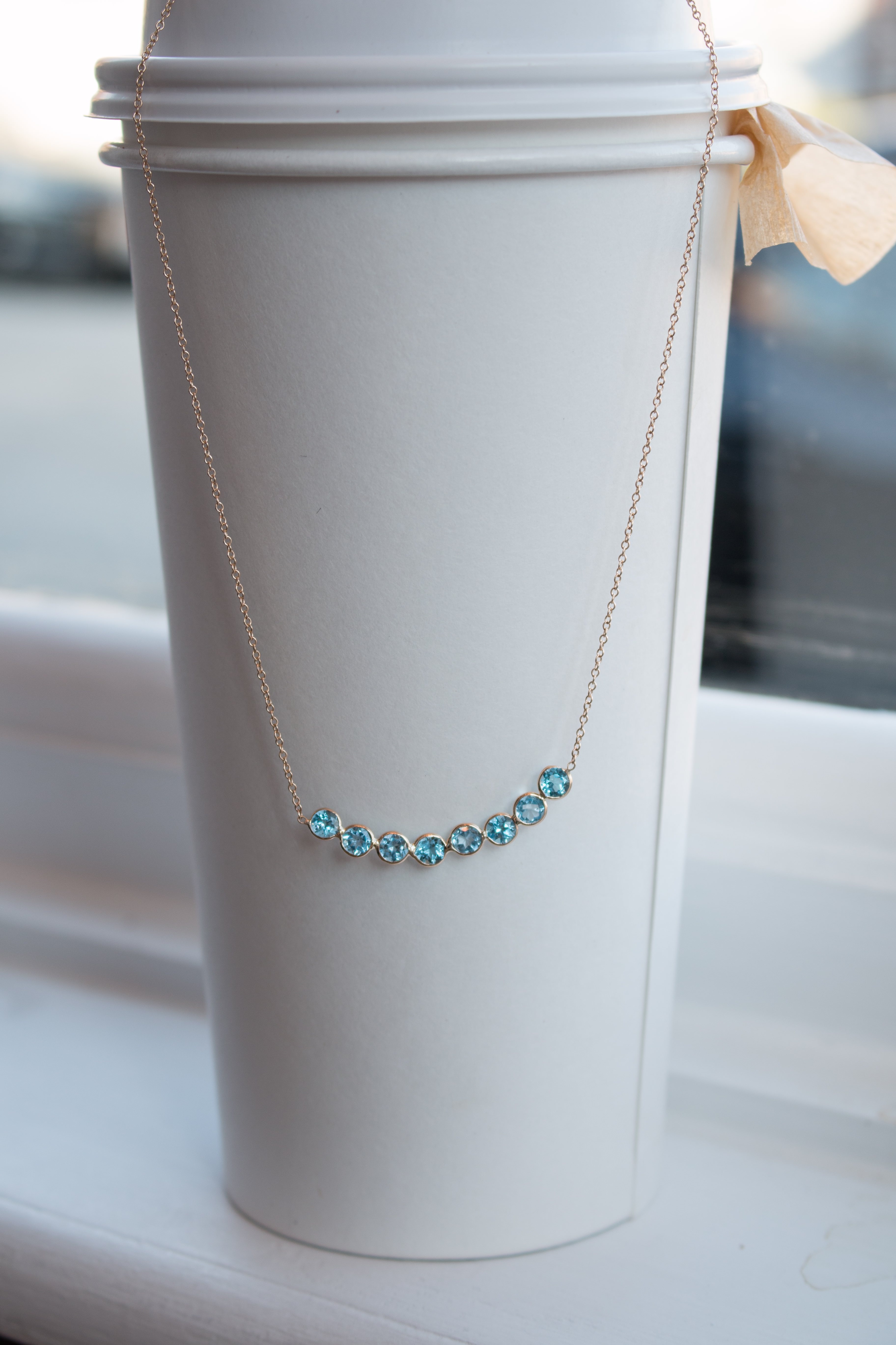 blue topaz bar necklace